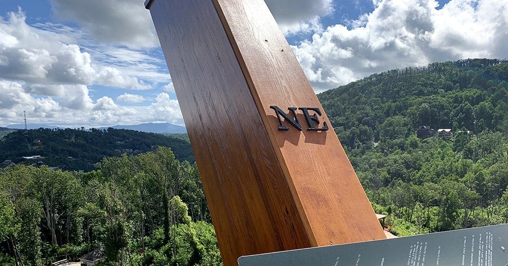 A life-size Compass Rose with directional points has been built into the tower (photo by Morgan Overholt/TheSmokies.com)