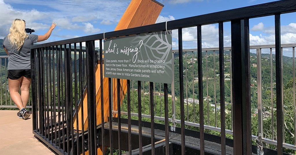 Glass panels are also being added to the tower floor offering guests a bird's eye view of Anakeesta's Vista Gardens below (photo by Morgan Overholt/TheSmokies.com)