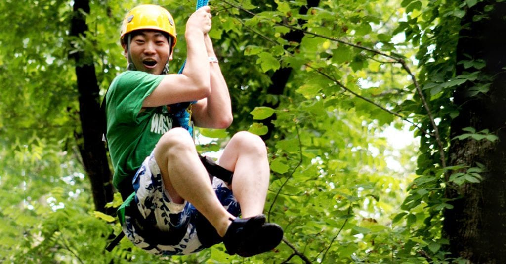 Ziplining at Rafting in the Smokies