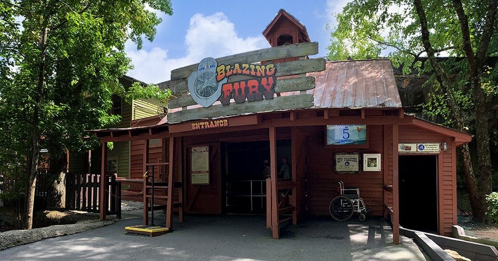 The Blazing Fury is the oldest coaster at Dollywood and features handmade props and scenes. (photo by Morgan Overholt/TheSmokies.com)