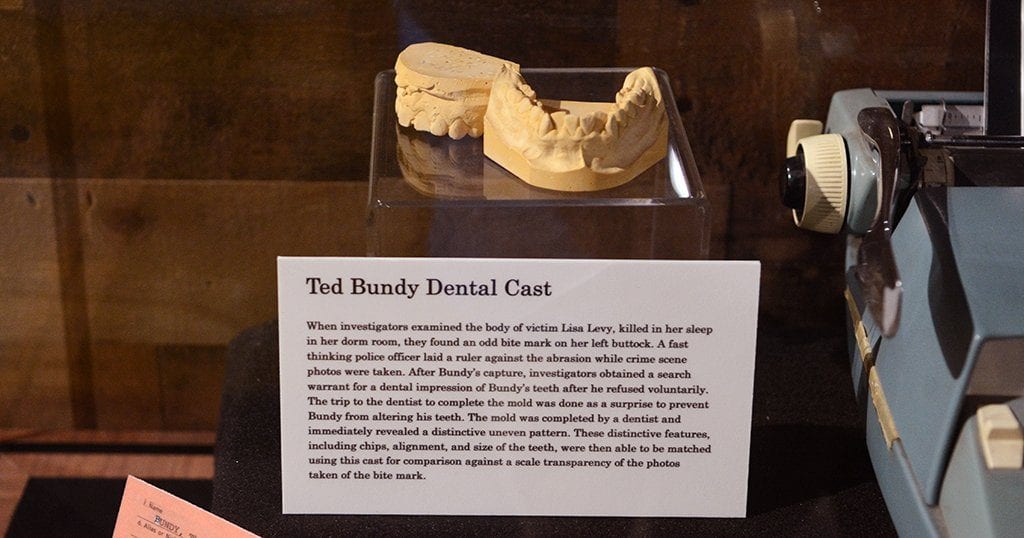 The actual dental cast used to help convict Ted Bundy during his Florida trial is now on display at Alcatraz East (photo by Daniel Munson/TheSmokies.com)